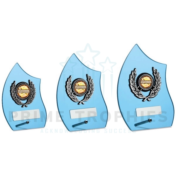 Flame Blue Glass Trophy