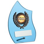 Flame Blue Glass Trophy