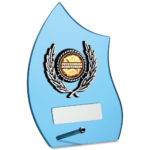 Flame Blue Glass Trophy