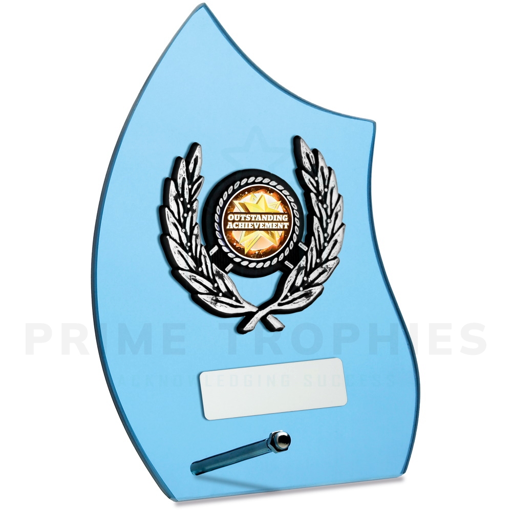 Flame Blue Glass Trophy