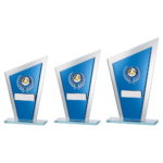 Edge Mirrored Blue Glass Trophy