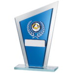 Edge Mirrored Blue Glass Trophy