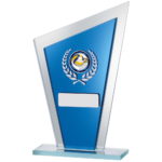 Edge Mirrored Blue Glass Trophy