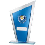 Edge Mirrored Blue Glass Trophy