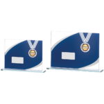 Rectangular Blue Mirror Glass Trophy