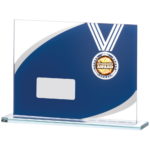 Rectangular Blue Mirror Glass Trophy