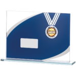 Rectangular Blue Mirror Glass Trophy