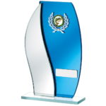 Flame Mirrored Blue Glass Trophy