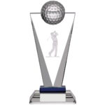 3D Golfer Optic Glass V-Shaped Golf Trophy