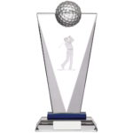 3D Golfer Optic Glass V-Shaped Golf Trophy