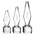 Golfer Optic Glass Crystal Stand Golf Trophy