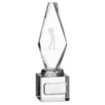 Golfer Optic Glass Crystal Stand Golf Trophy