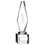 Golfer Optic Glass Crystal Stand Golf Trophy