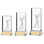 3D Golfer Optic Glass Block Golf Trophy