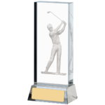 3D Golfer Optic Glass Block Golf Trophy