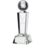 Optic Glass Crystal Stand With Ball Golf Trophy