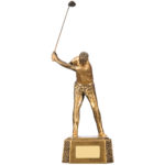 Male Golfer Back Swing Golf Trophy