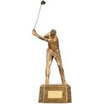 Male Golfer Back Swing Golf Trophy