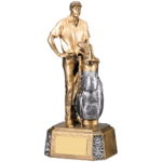 Male Golfer With Bag Golf Trophy