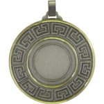 50mm Greek Meander Brass Faceted Medal