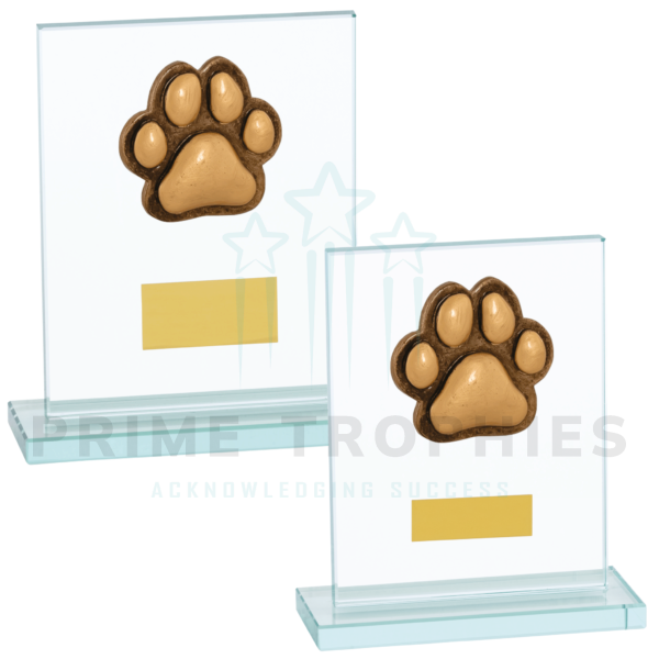 Dog Paw Glass Trophy