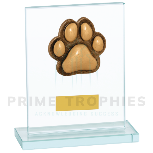 Dog Paw Glass Trophy A