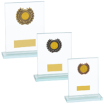 Quality Versatile Glass Trophy in Gold, Silver or Bronze