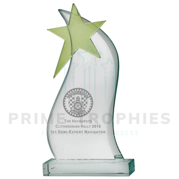 Gold Star Swirl Glass Trophy