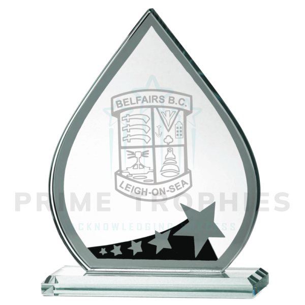 Silver Stars Teardrop Glass Award