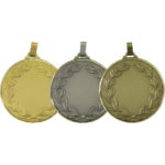 60mm Laurel Wreath Brass Faceted Presentation Medal