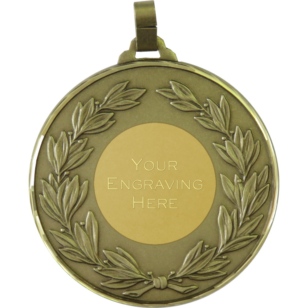 60mm Laurel Wreath Brass Faceted Presentation Medal