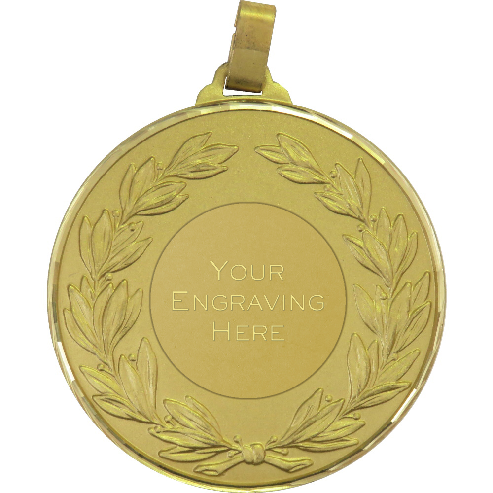 60mm Laurel Wreath Brass Faceted Presentation Medal