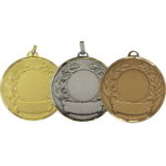 50mm Laurel Scroll Brass Faceted Medal