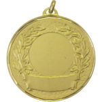 50mm Laurel Scroll Brass Faceted Medal