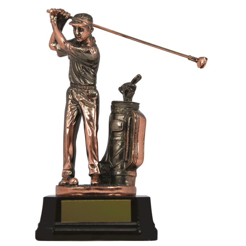 Bronze Golf Figure with Bag Trophy