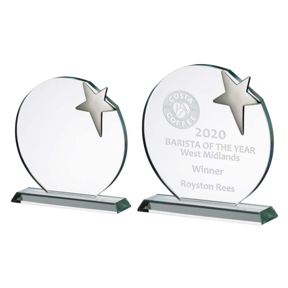 Silver Star & Clear Base Optic Glass Crystal Award