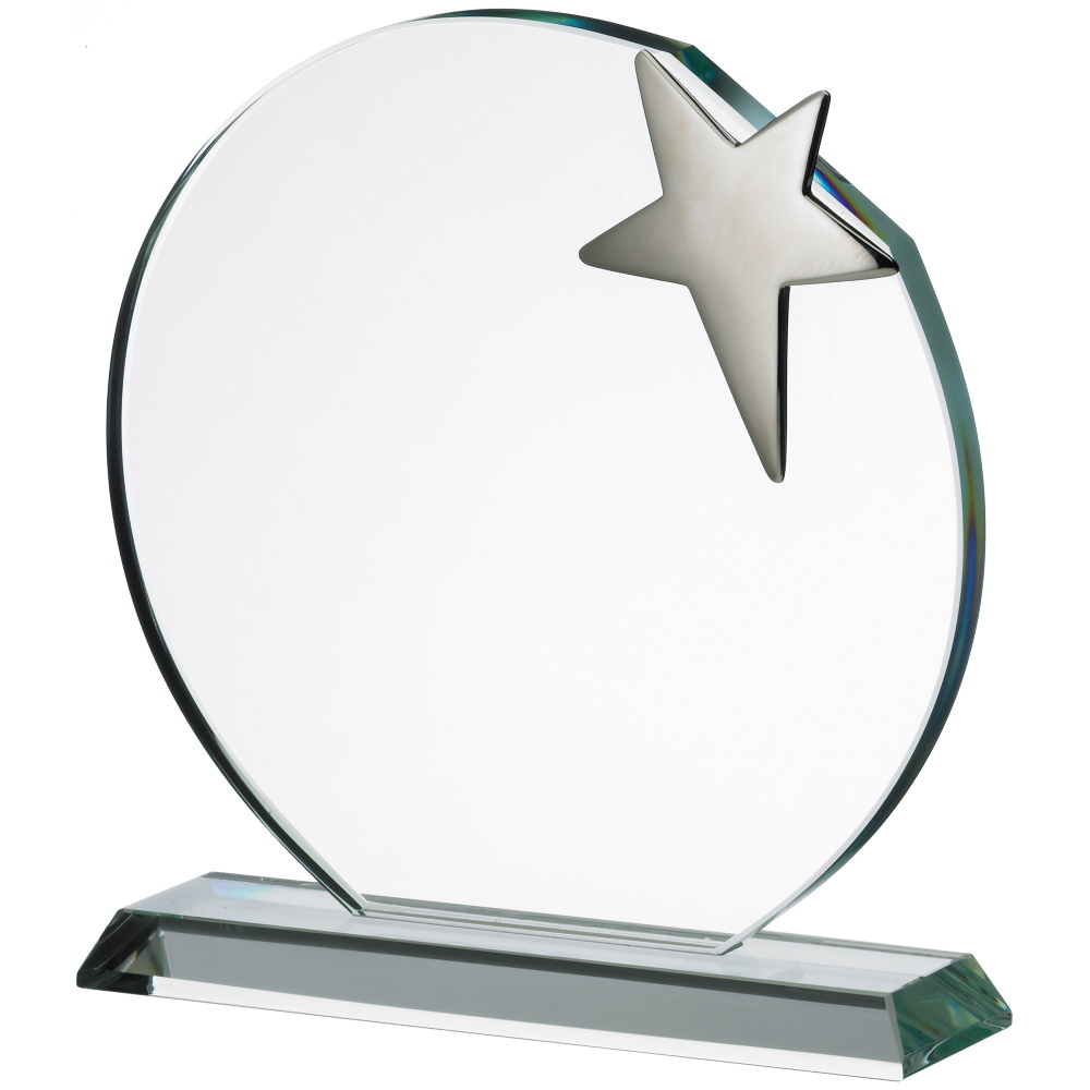 Silver Star & Clear Base Optic Glass Crystal Award