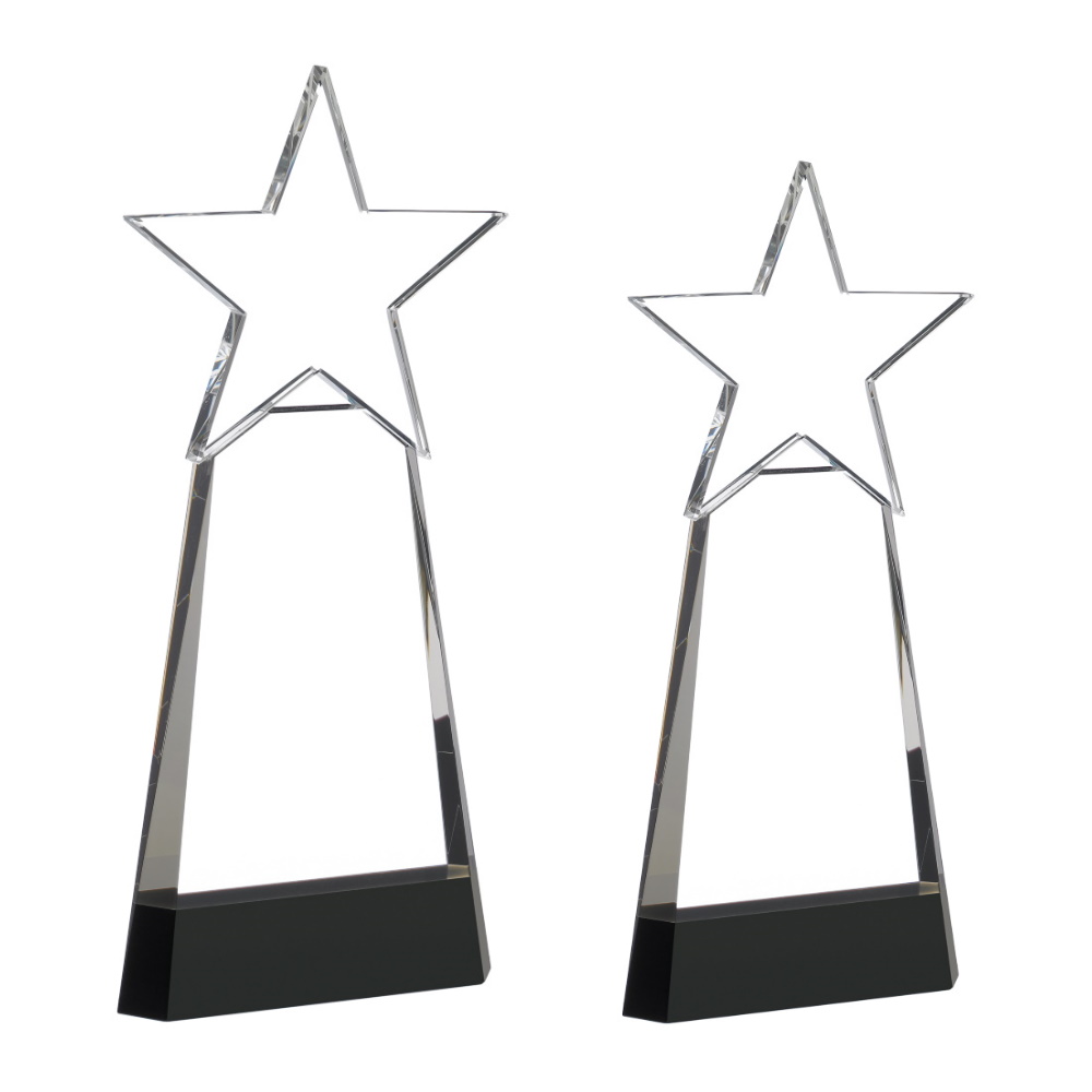 Star On Black Base Optic Glass Crystal Award