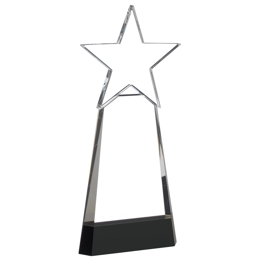 Star On Black Base Optic Glass Crystal Award