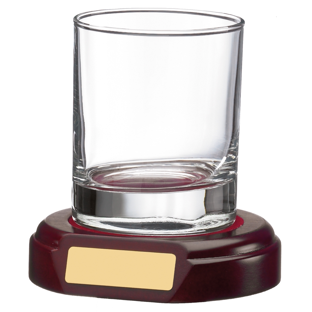 30cl Plain Whisky Tumbler with Wooden Base