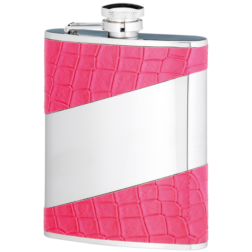 6 Ounce Pink Stainless Steel Hip Flask