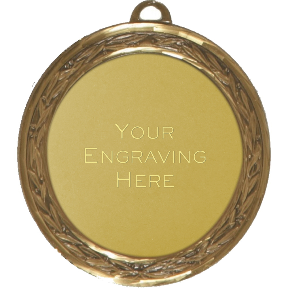 50mm Leaf Ring Brass Faceted Presentation Medal