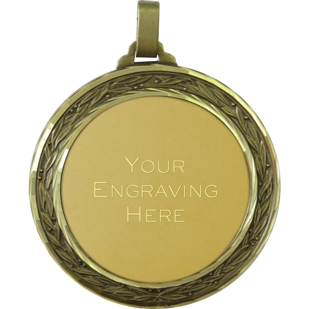 60mm Leaf Ring Brass Faceted Presentation Medal