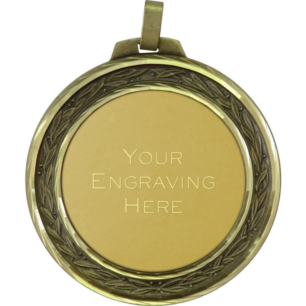 70mm Leaf Ring Brass Faceted Presentation Medal