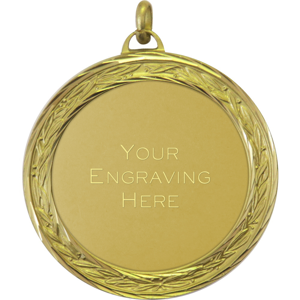 50mm Leaf Ring Brass Faceted Presentation Medal