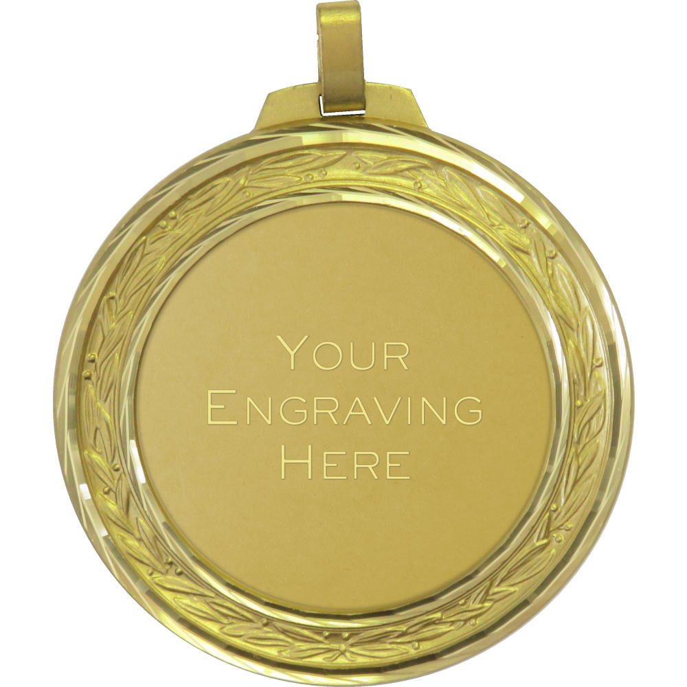 70mm Leaf Ring Brass Faceted Presentation Medal