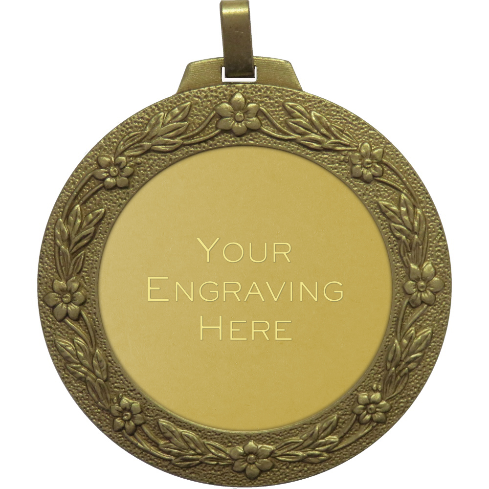 70mm Floral Brass Economy Presentation Medal