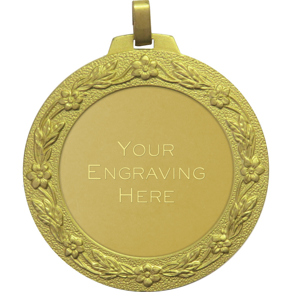 70mm Floral Brass Economy Presentation Medal