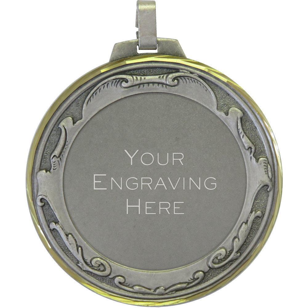 70mm Royal Scroll Brass Faceted Presentation Medal