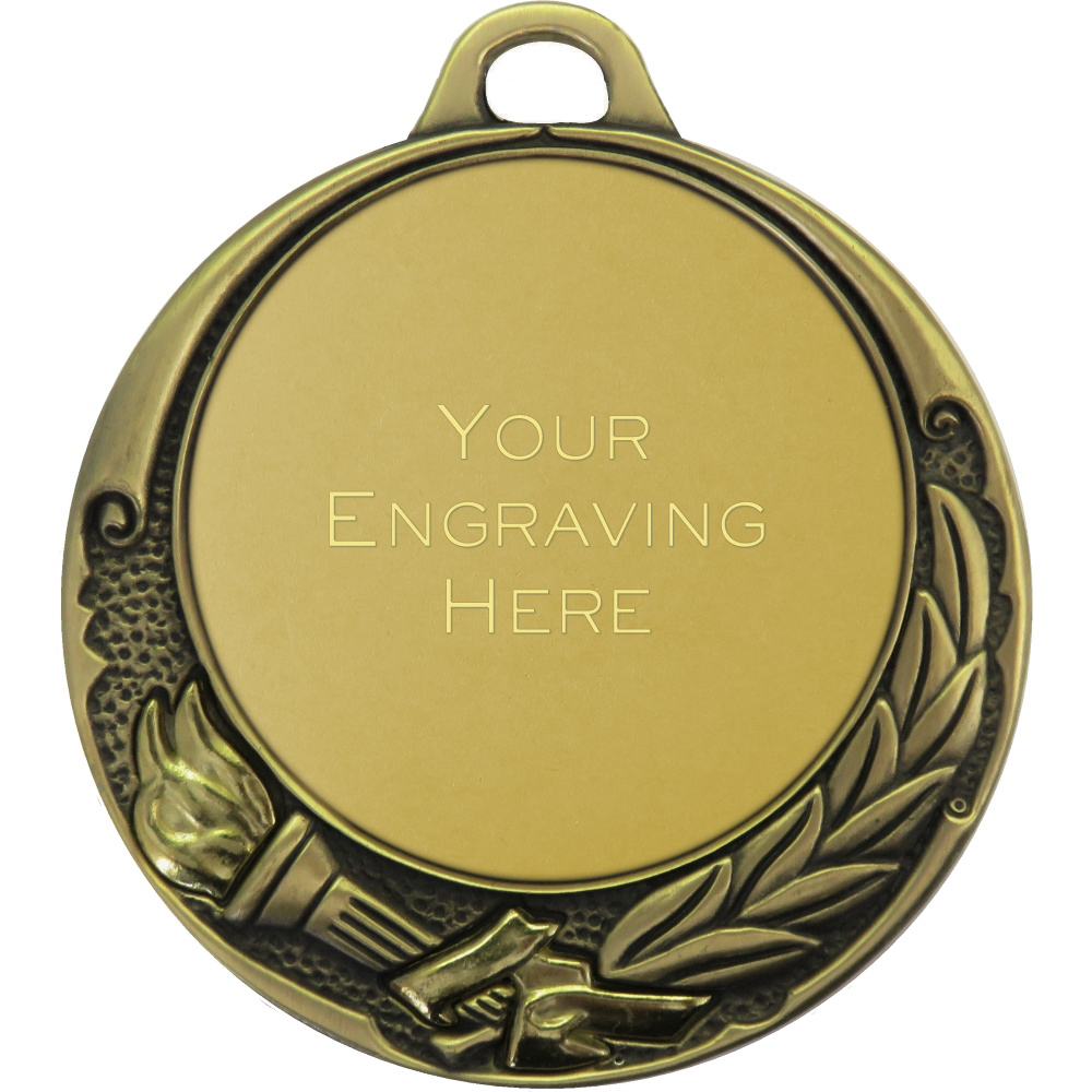 70mm Two-Toned Victory Torch Economy Presentation Medal